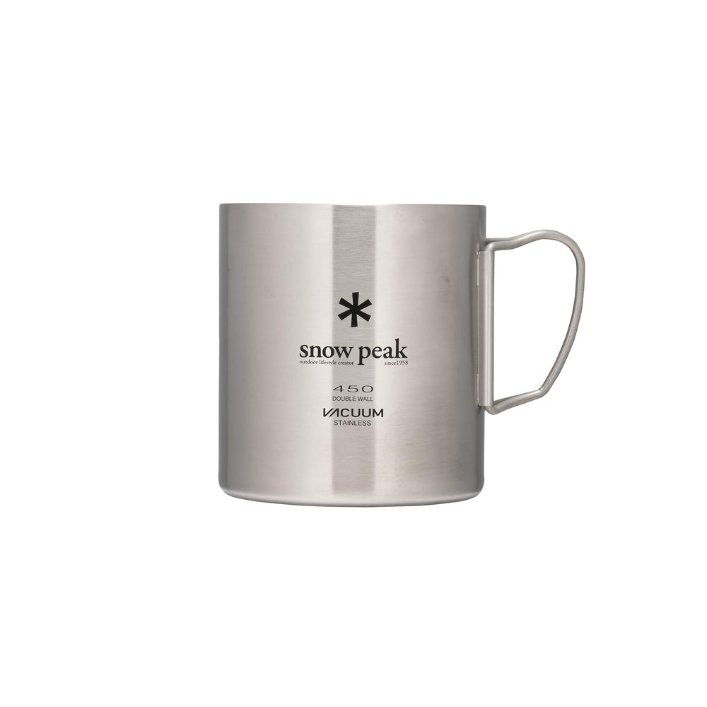 Snow Peak double-wall mug top view highlighting compact design for travel