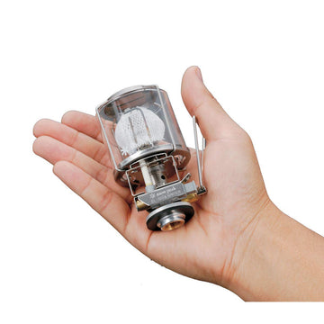 Snow Peak GigaPower Auto Lantern night scene lighting a campsite