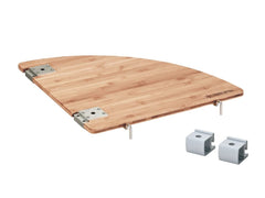 Snow Peak IGT Bamboo L Corner extends the grill table into wraparound cooking and dining space.