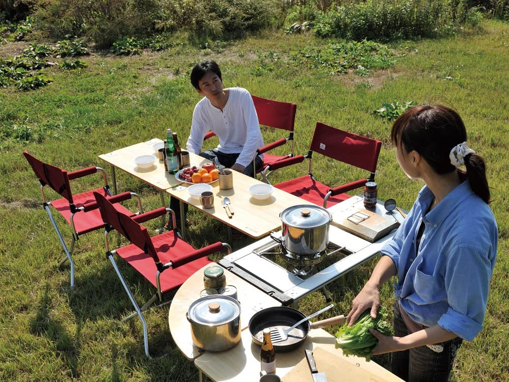 Snow Peak IGT Bamboo L Corner provides a compact, sturdy outdoor table solution.