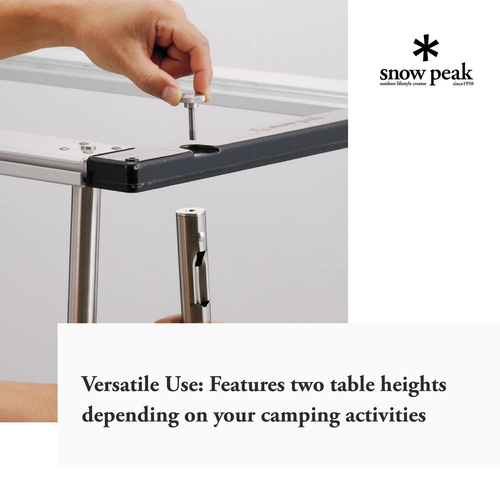 Close-up of Snow Peak height adjuster showing secure locking detail.