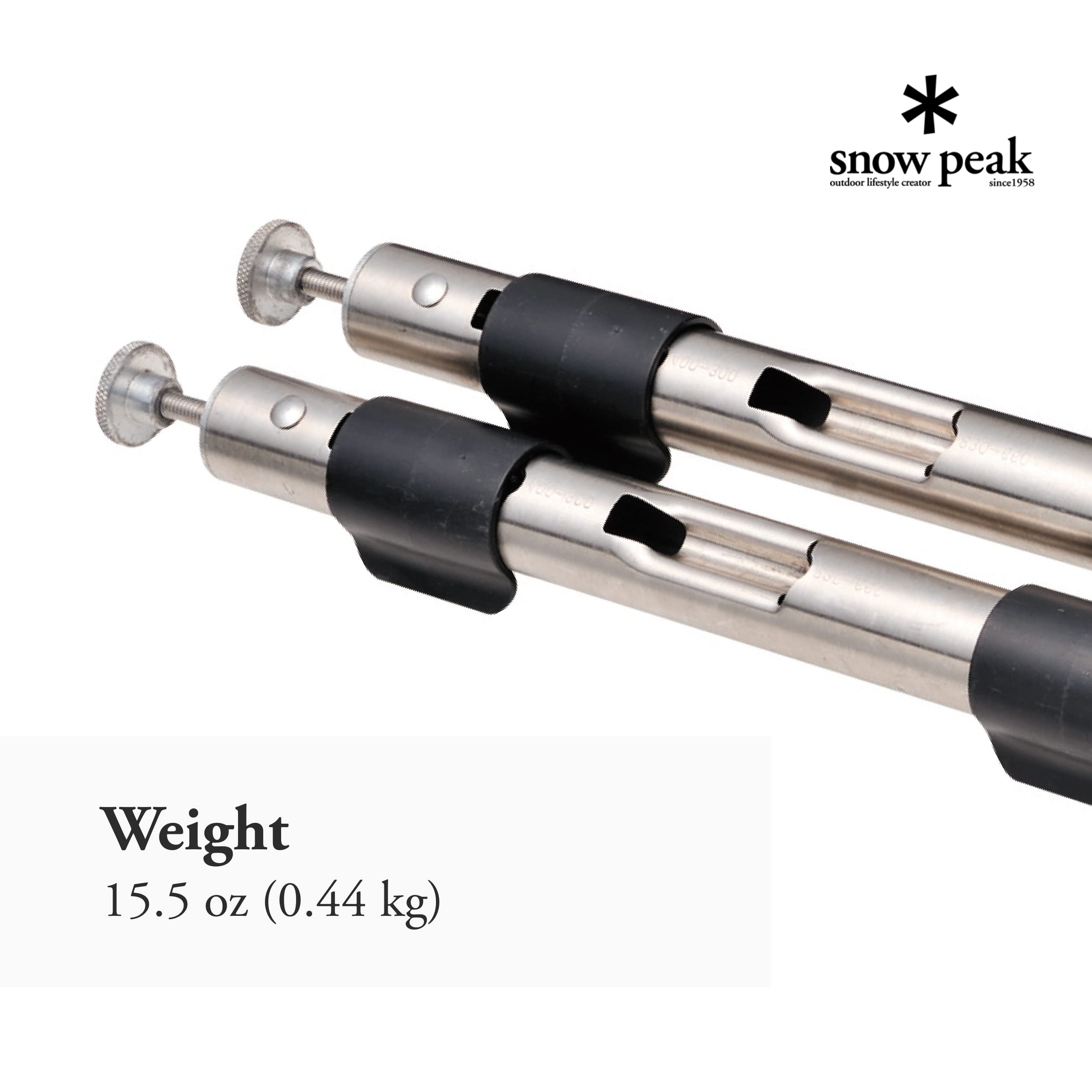 Snow Peak height adjuster compatible with iron grill tables for ergonomic grilling.