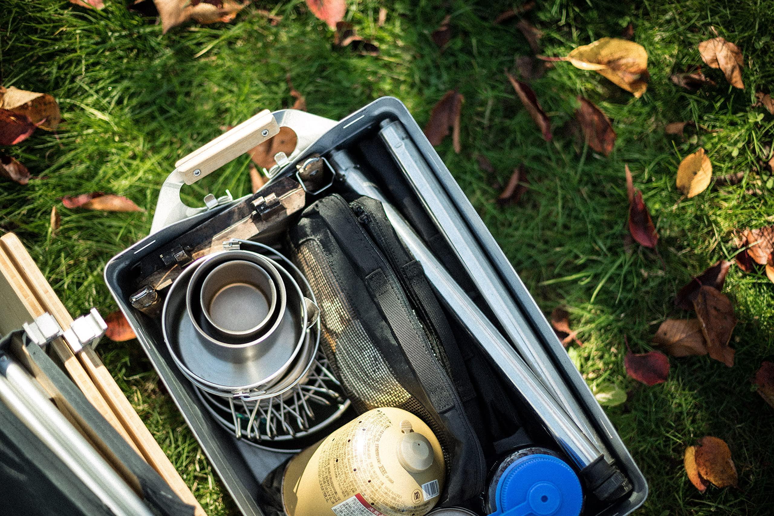 Snow Peak mesh case protects contents while camping and cooking on the go.