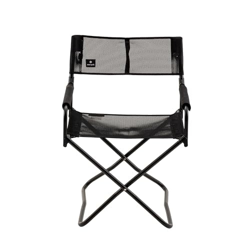Snow Peak Mesh Folding Chair back-support highlights sturdy design for long outdoor sessions.