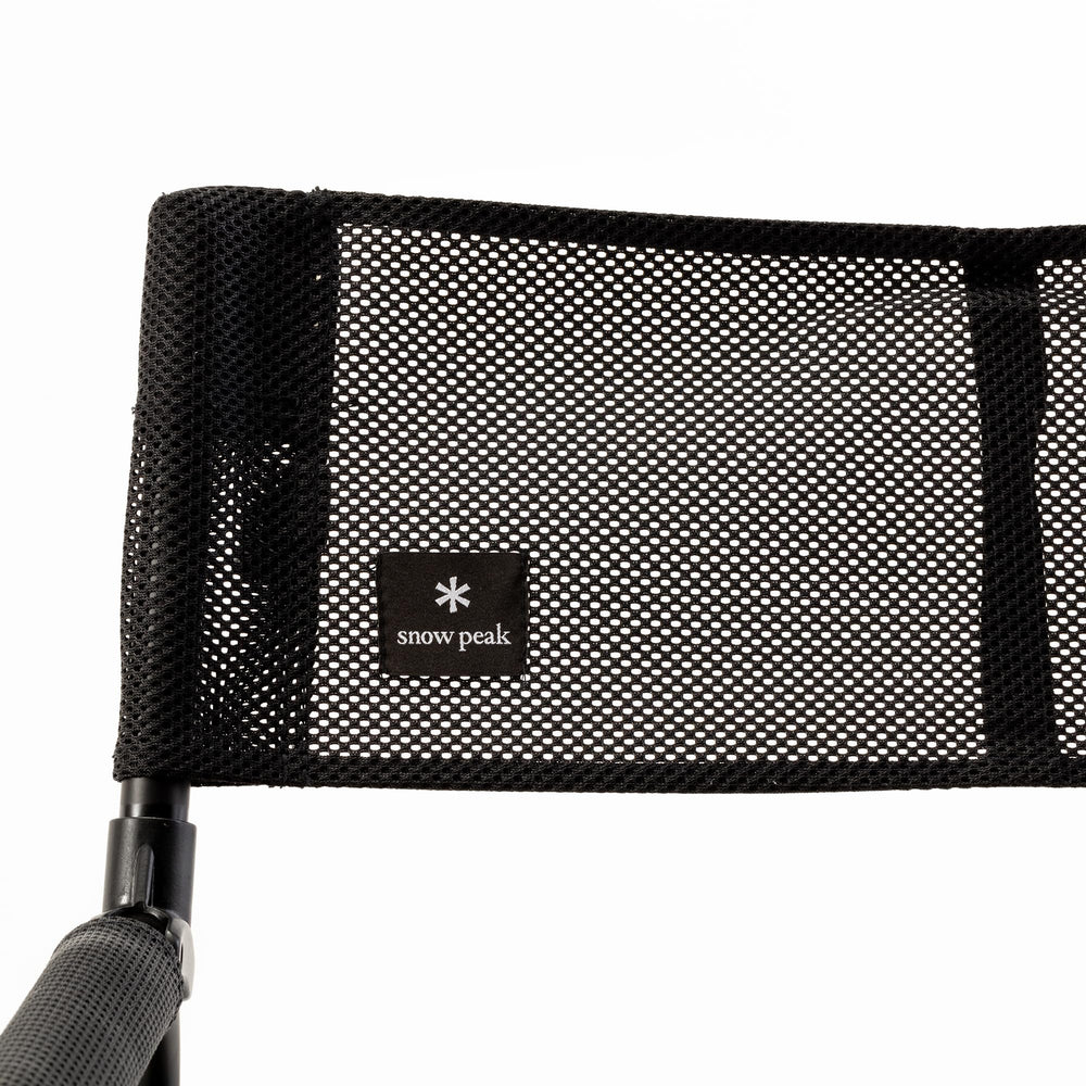 Snow Peak Mesh Folding Chair durable-materials closeup reveals sturdy frame and mesh.