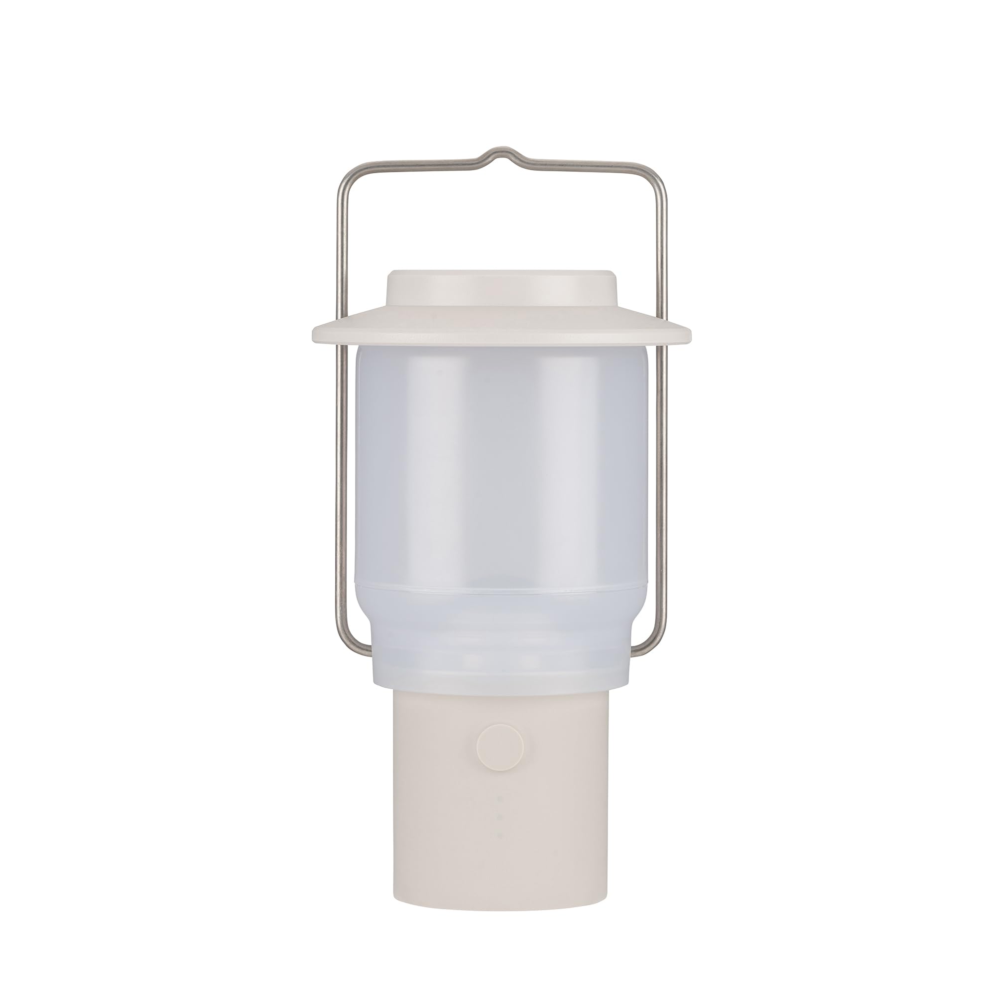 Snow Peak Mini Hozuki battery-powered lantern emitting warm ambient light at a campsite