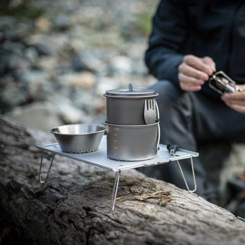 Snow Peak Ozen Solo Table SLV-171 stored in its durable storage case for travel.