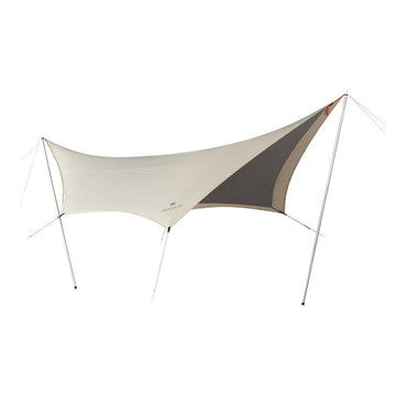 Snow Peak Takibi Tarp Hexa Set front view provides wide shelter for gatherings.