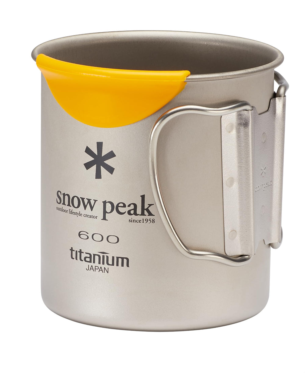 Snow Peak TI600 mug with folding handle for compact backpacking