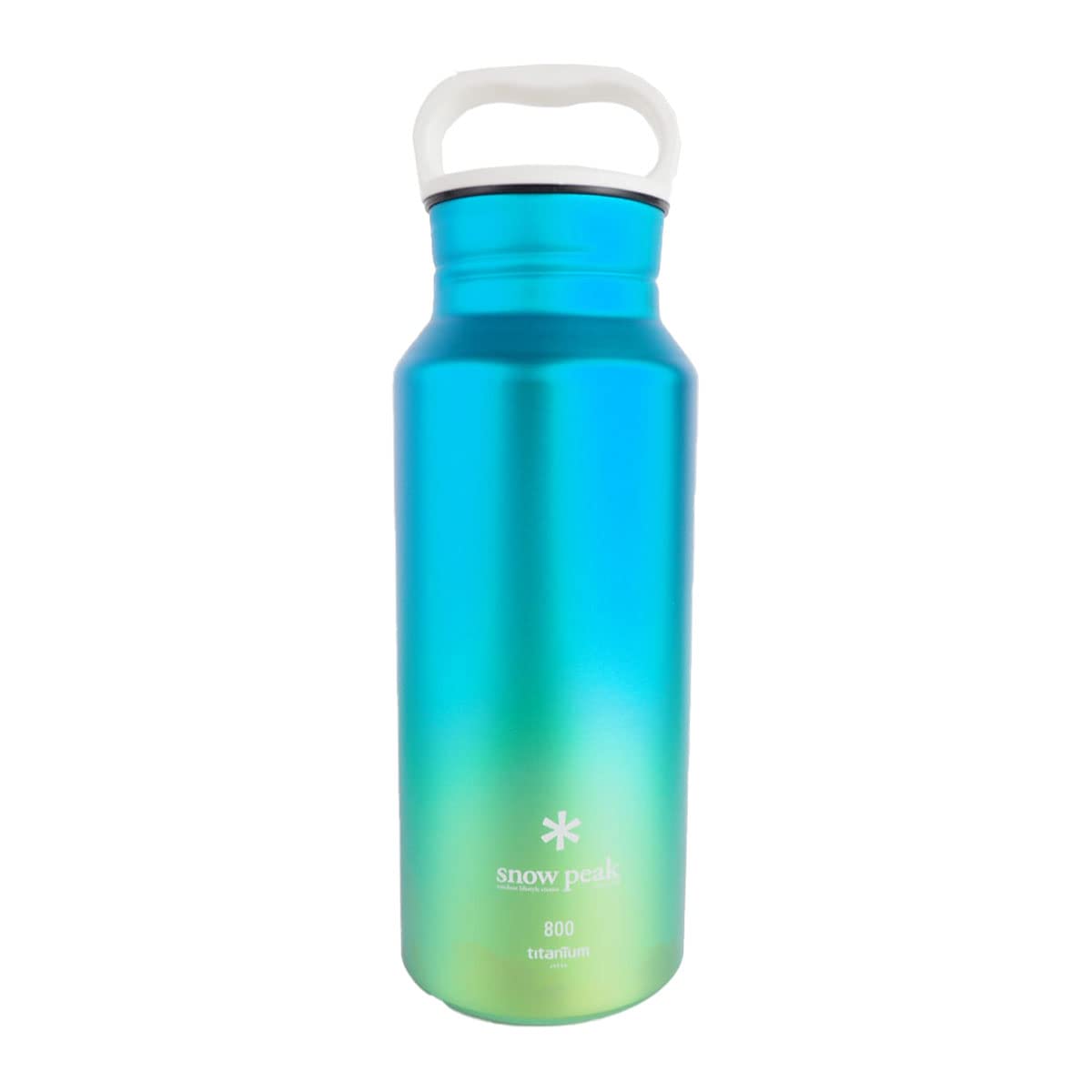 Snow Peak Titanium Aurora Bottle in Ocean color, ultra-light and durable for camping