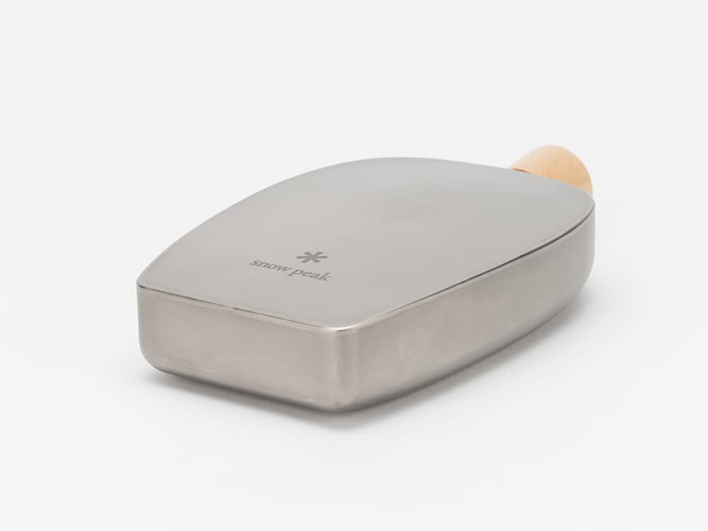 Snow Peak titanium flask side view emphasizing compact design