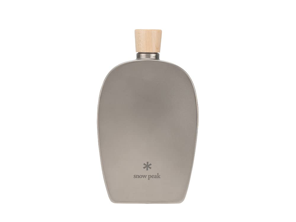 Snow Peak titanium flask wooden cap showing a secure seal for outdoor sipping
