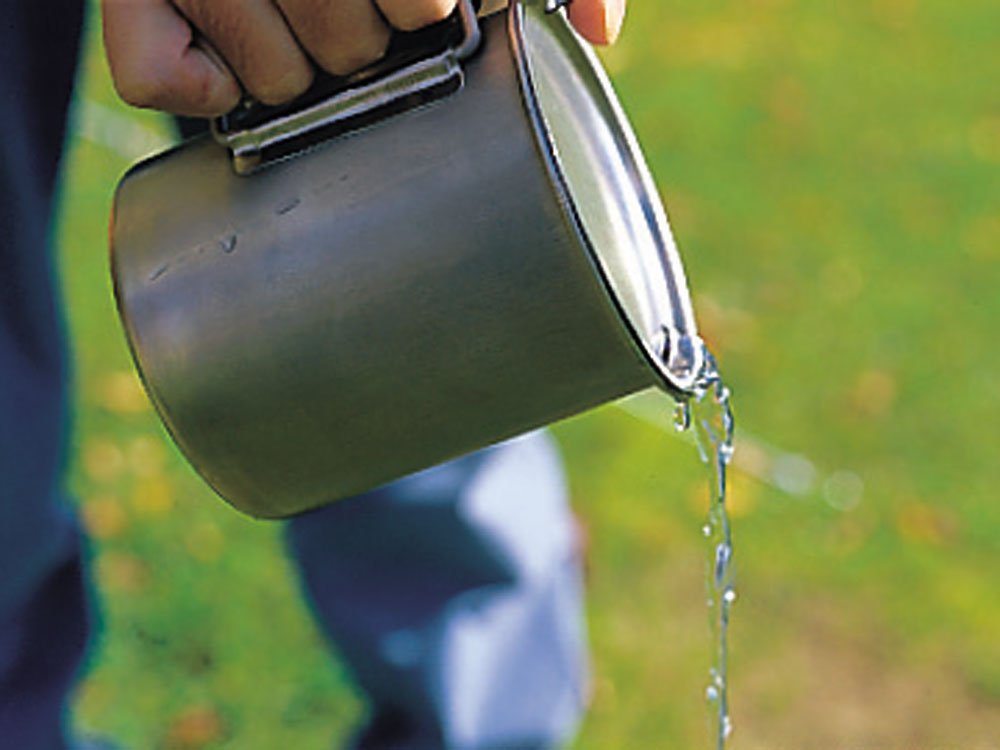 Snow Peak Trek 700 pot titanium close-up emphasizes durability and purity.