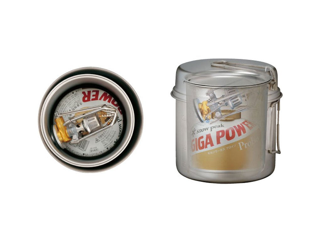 Snow Peak Trek 900 backpacking cookware in action, boiling water on camp stove.