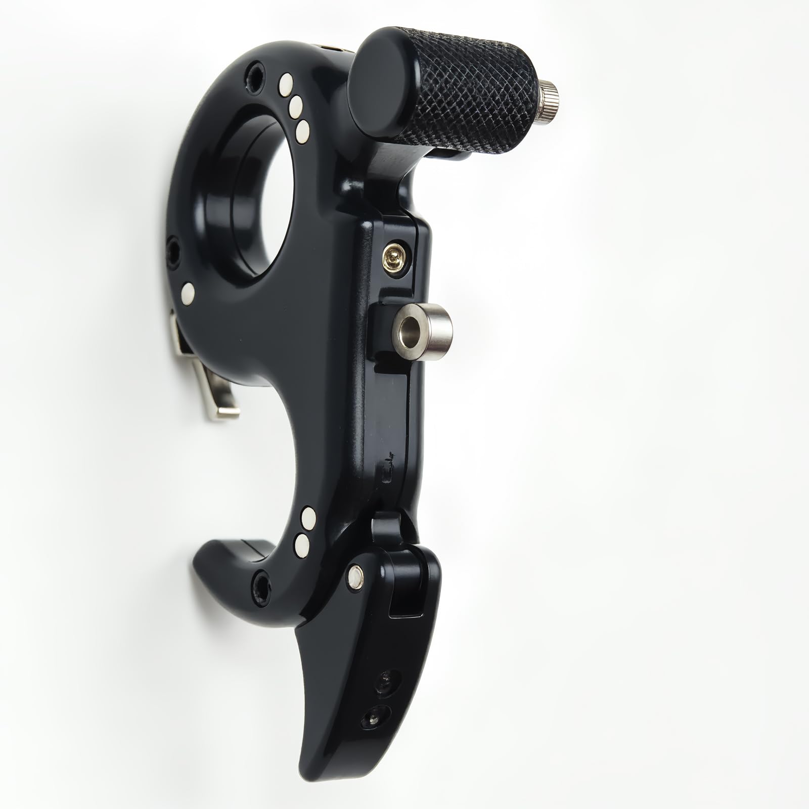 sntxmy compound bow thumb button close-up demonstrates precise trigger control for consistent releases