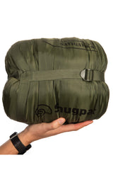Compression stuff sack reduces pack size for easy transport.
