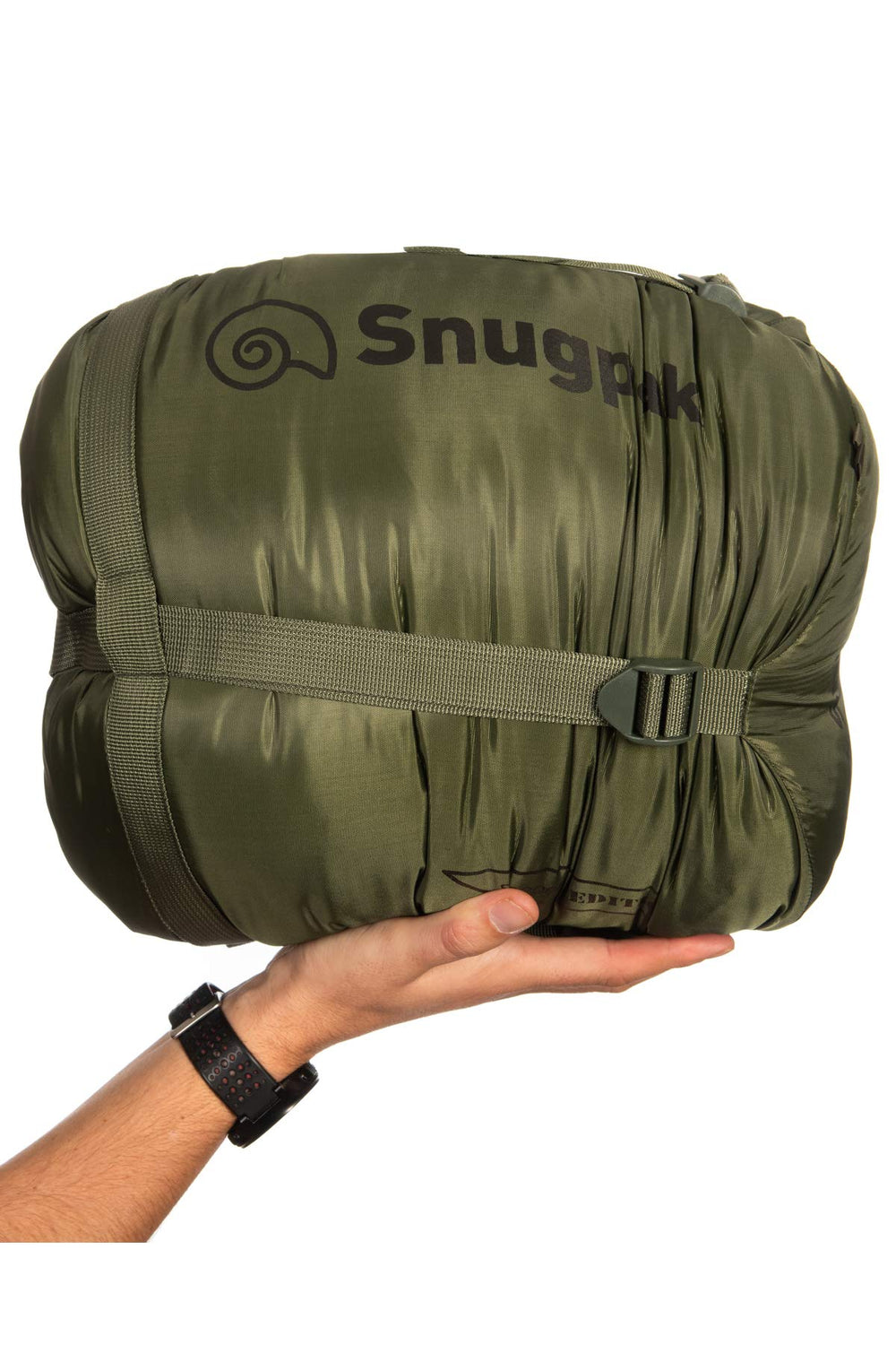 Snugpak Basecamp Ops Sleeper Expedition compression sack ready for trekking.