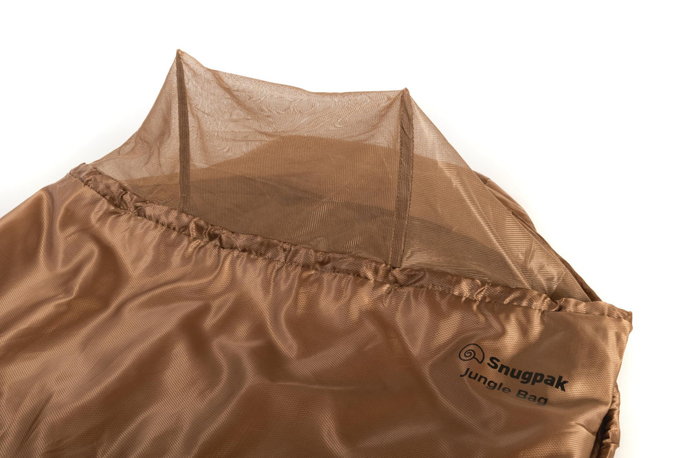 Snugpak Jungle Bag mosquito net rolled away for nighttime protection