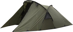 Snugpak Scorpion 3 IX tent olive with front porch for gear storage.