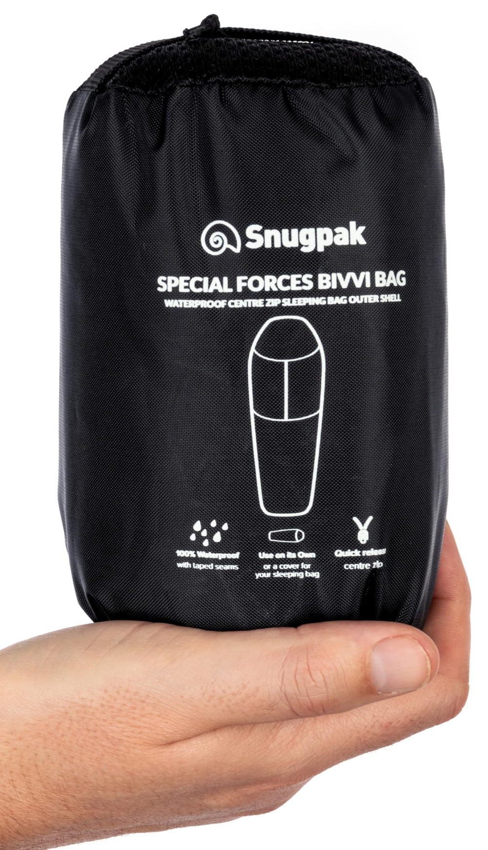 Snugpak Special Forces Bivvi Bag half-zip detail for quick access.
