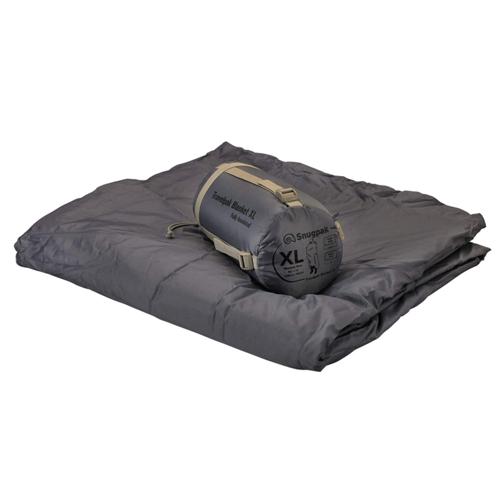 Snugpak Travelpak Blanket in compression sack for ultralight travel.