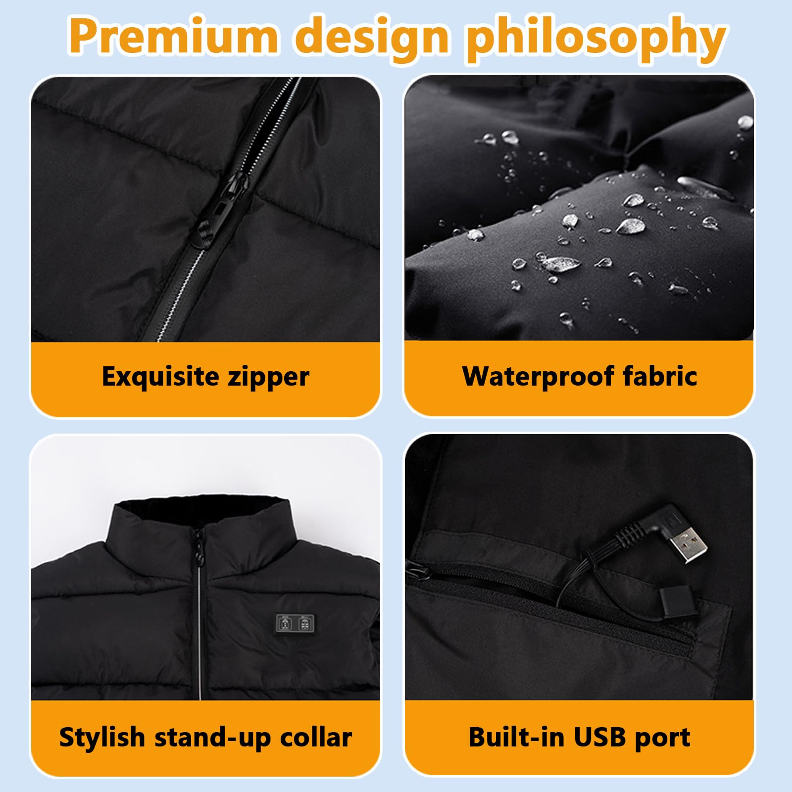 SNZ heated vest back view showing even warmth from heating panels