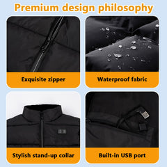 SNZ heated vest back view showing even warmth from heating panels