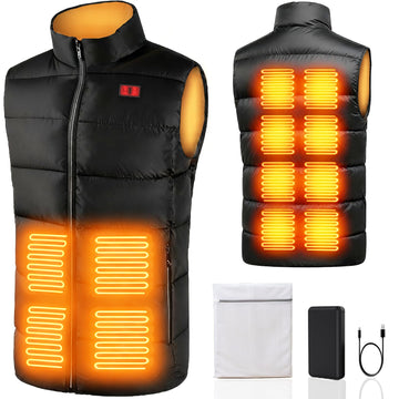SNZ heated vest front view with 12 heating zones for core warmth