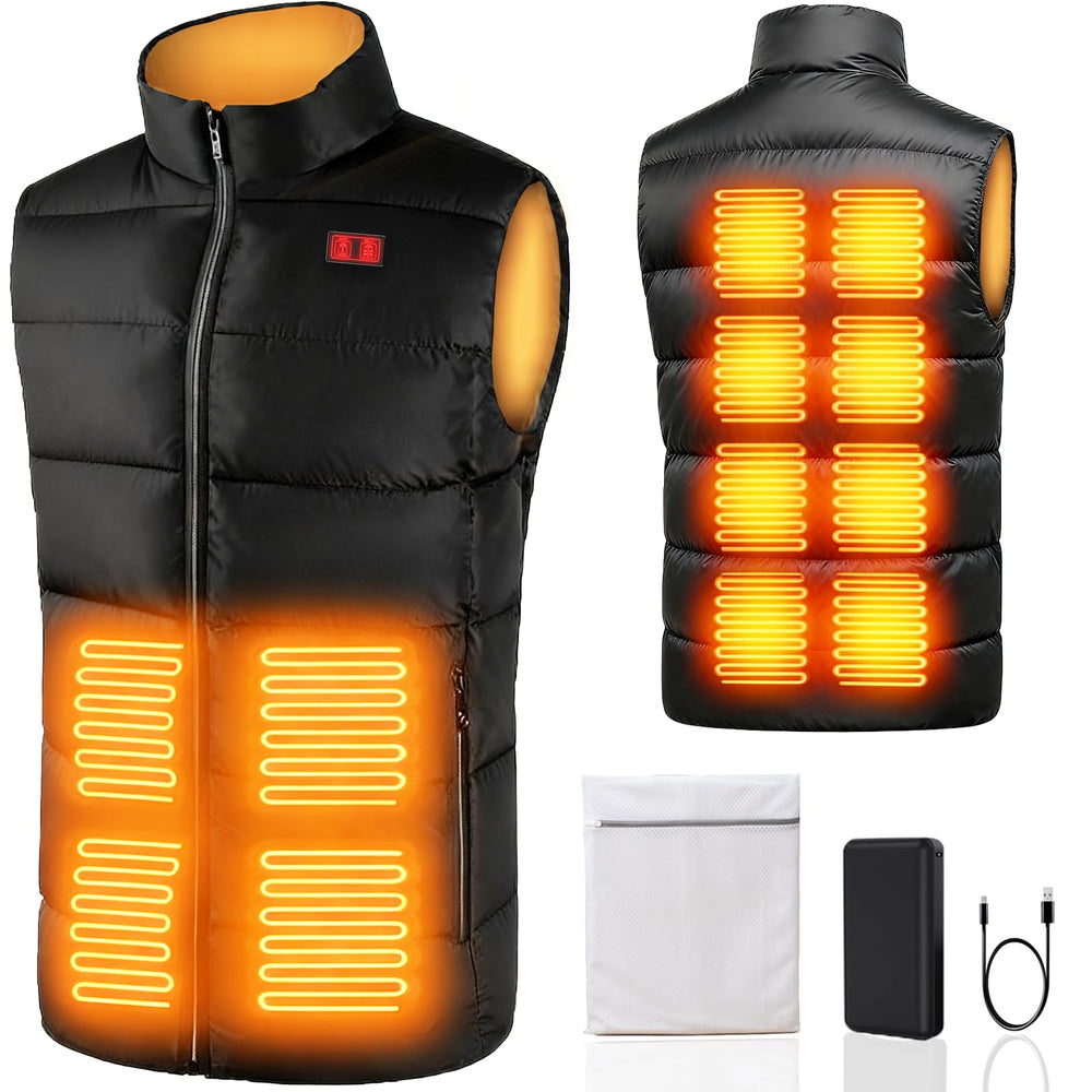 SNZ heated vest front view with 12 heating zones for core warmth