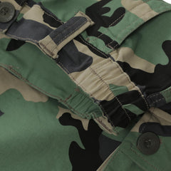 Sobrisah blue camo pants side pocket close-up showing utility