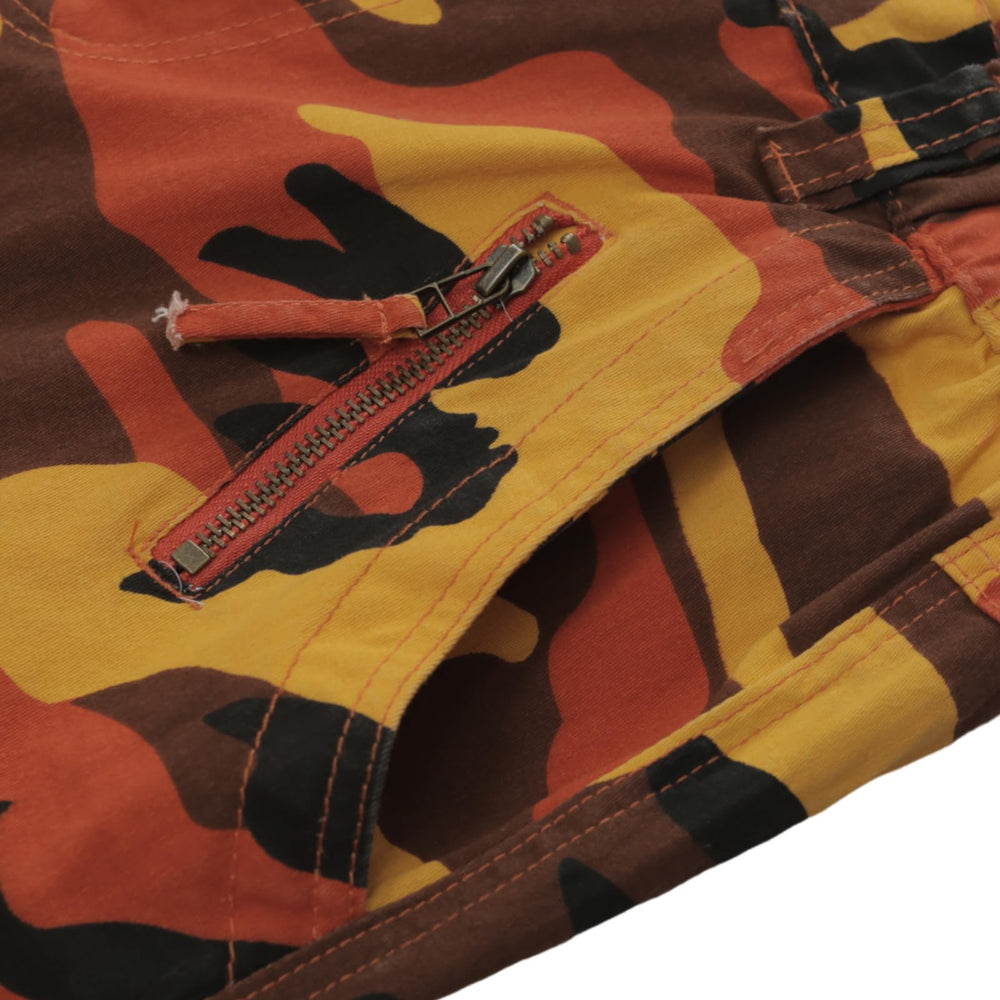 Sobrisah orange camo pants adjustable waist illustration shows semi-elastic fit