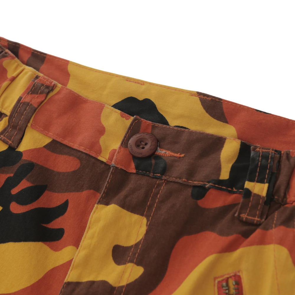Sobrisah orange camo pants streetwear look focuses on bold casual style