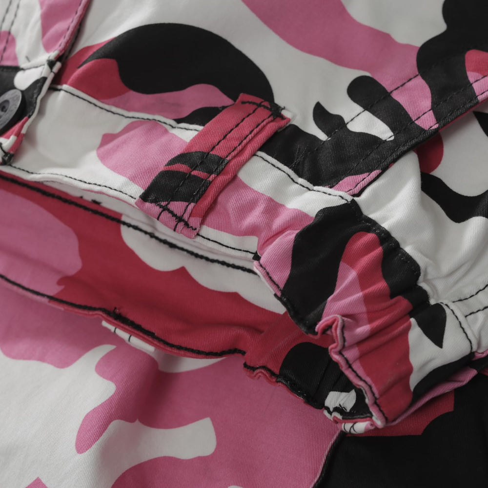 Sobrisah pink camo pants stretch fabric offers high mobility during activities.