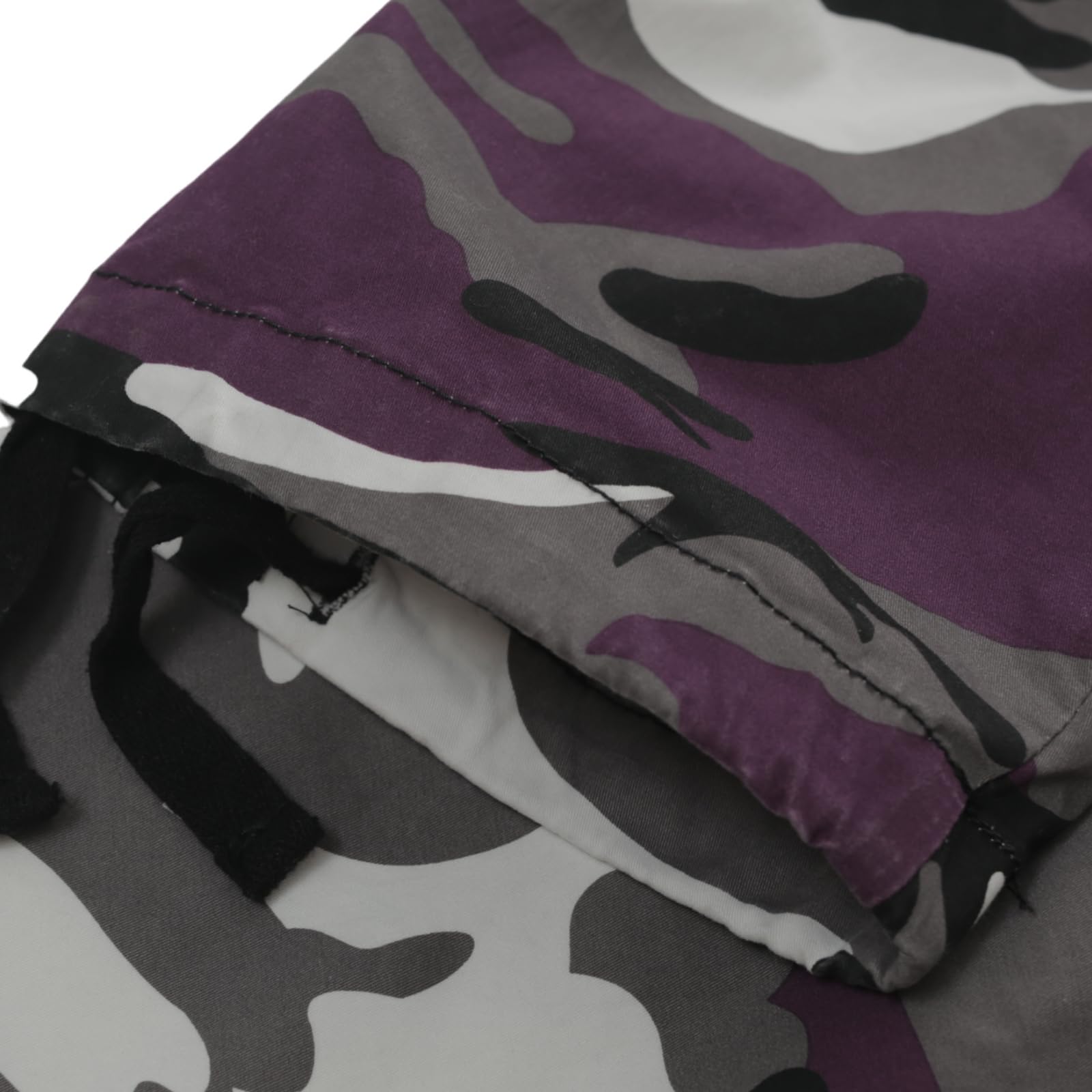 Sobrisah Purple Camo Pants pocket layout detailing nine pockets for storage.