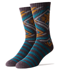Sock It Up Men's Athletic Crew in Blue Peak—closeup of breathable cotton weave for comfort.