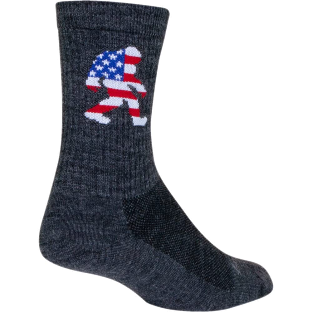 SockGuy Big Foot Wool Socks gray 6-inch cuff for all-season cycling comfort.