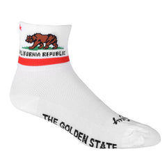 SockGuy California Flag socks, 3-inch crew, breathable mesh, durable reinforced heel and toe