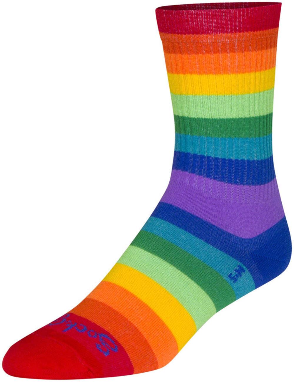 SockGuy Crew Fabulous Socks with rainbow 6-inch cuff for all-day comfort.