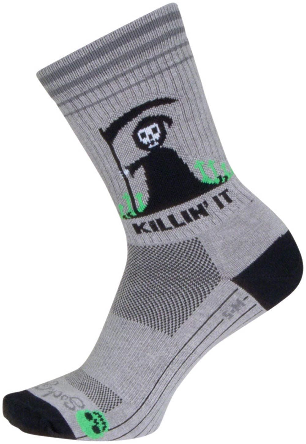 SockGuy Killin It Crew Sock graphic reaper design adds bold personality.