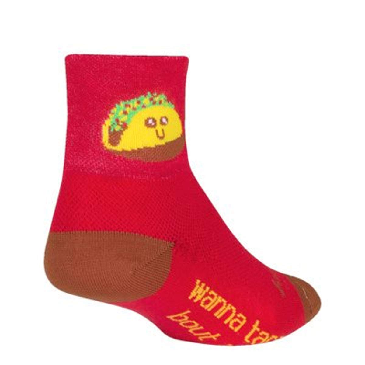 SockGuy Taco Therapy L/XL socks with taco design and cushioned support for cycling.