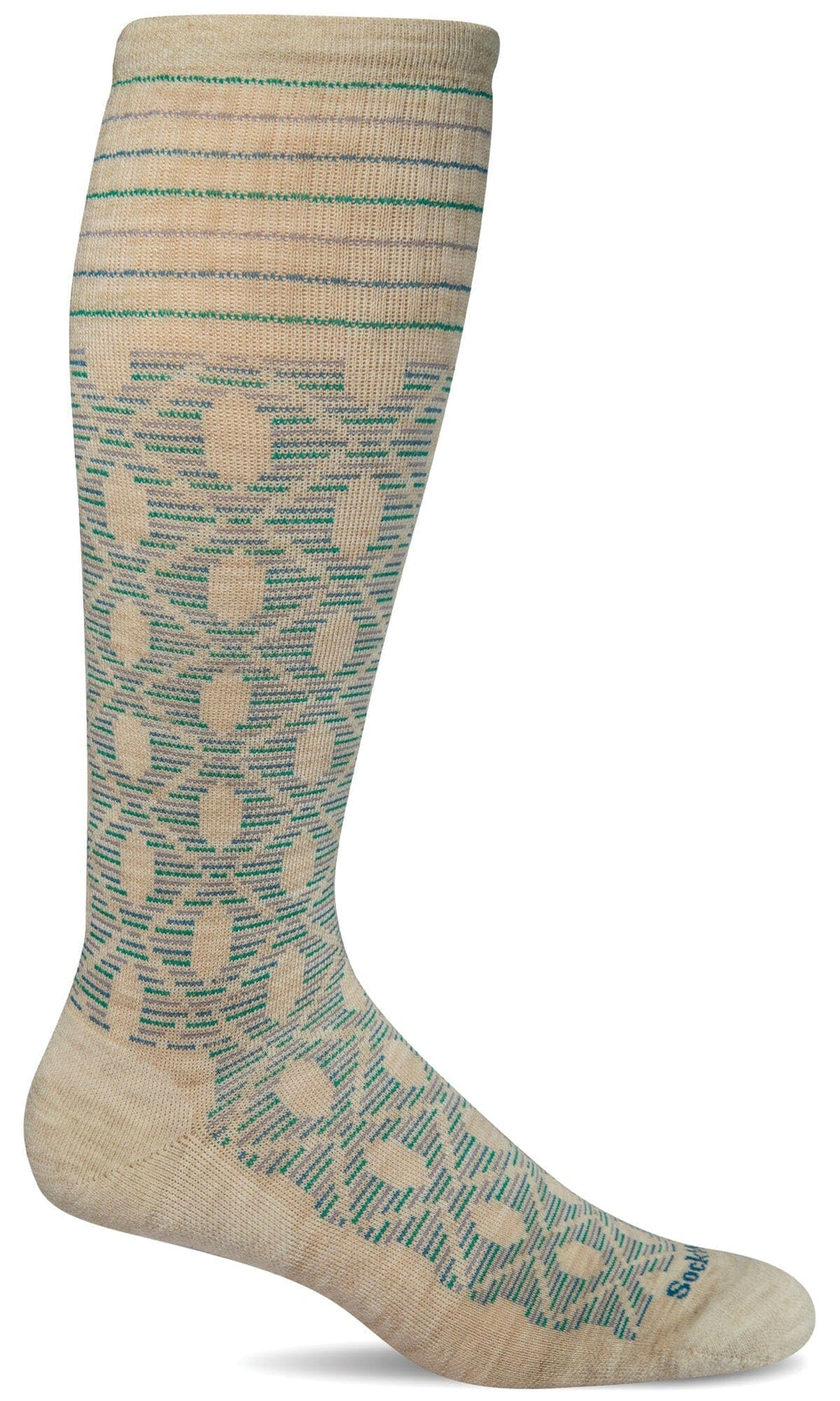 Sockwell women's etched sock barley closeup highlights breathable merino blend for all-day comfort