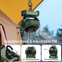 Socool fan LED lighting adds ambient illumination for camping.