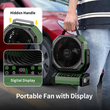 Socool fan silicone handle enhances portable use on trips.