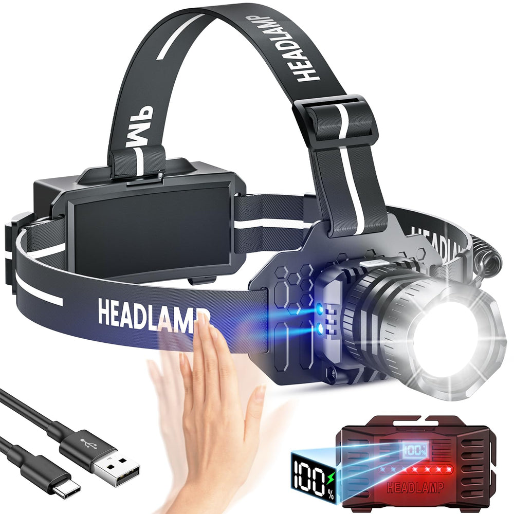Sogdeco LED headlamp front view with high brightness for night camping