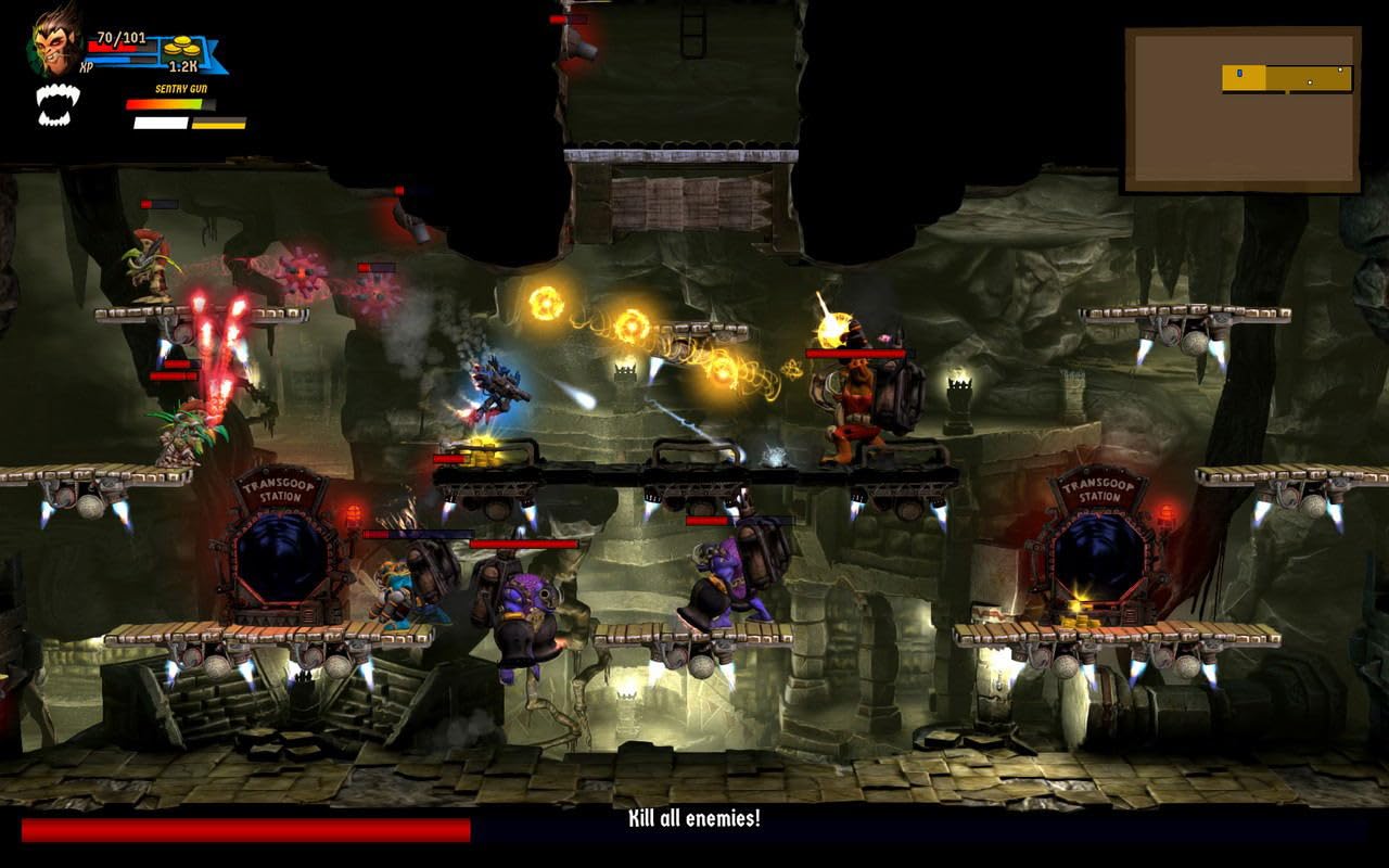 Soedesco Rogue Stormers PS4 gameplay scene with twin-stick shooting action.