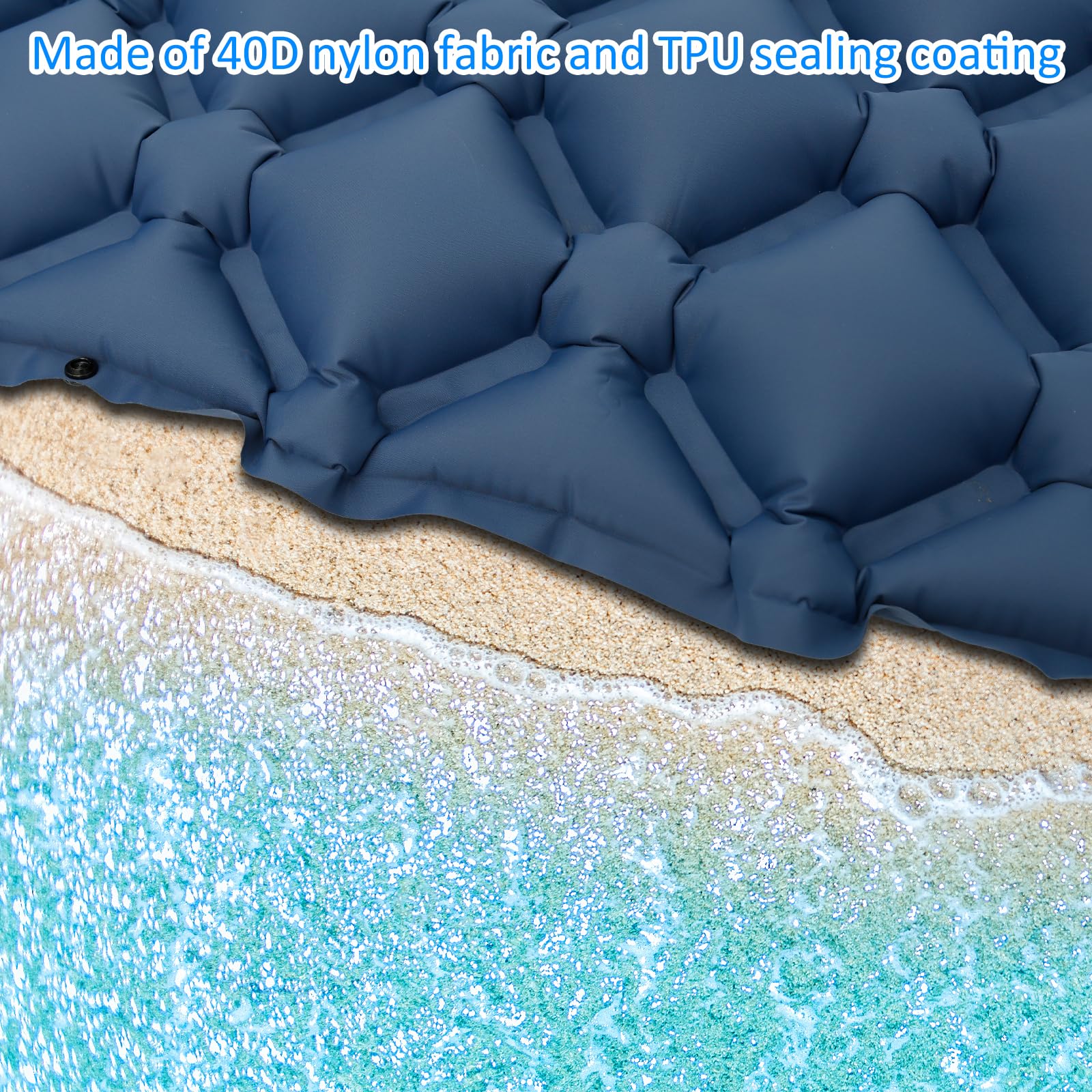 SOEWWEKLAX sleeping pad 10cm thick provides cushioned comfort on ground.