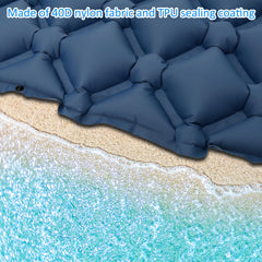 SOEWWEKLAX sleeping pad 10cm thick provides cushioned comfort on ground.
