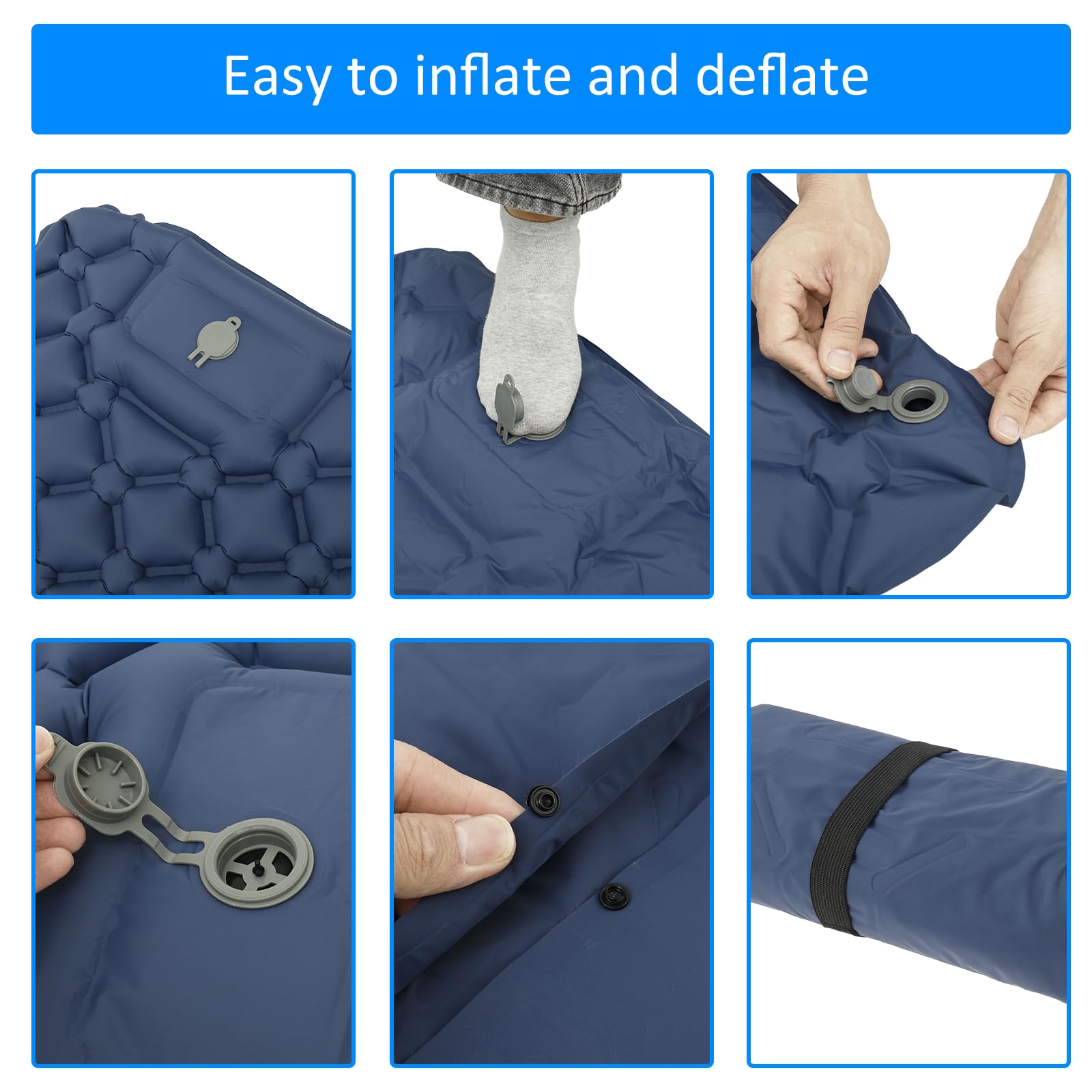 SOEWWEKLAX sleeping pad connects with buckles to form a double bed.