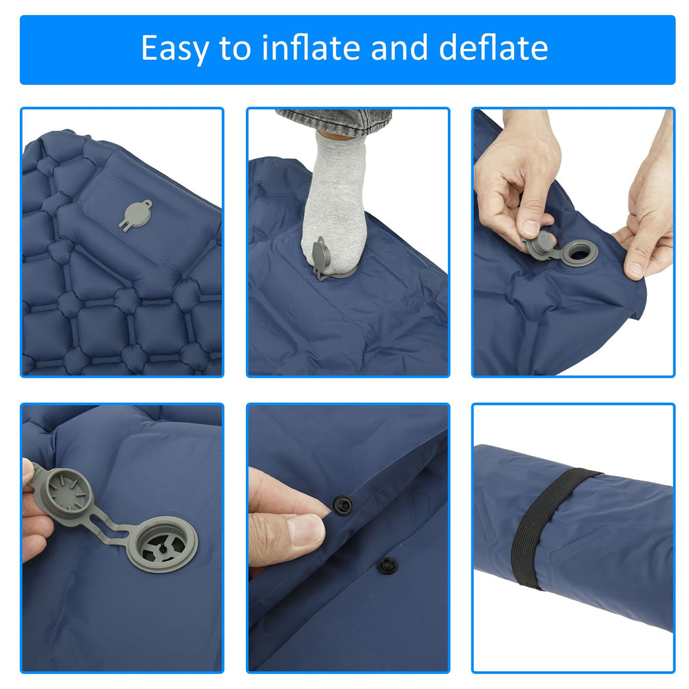 SOEWWEKLAX sleeping pad connects with buckles to form a double bed.