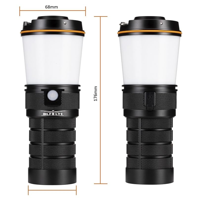 Sofirn BLF LT1 lantern side view with carrying handle for outdoor use